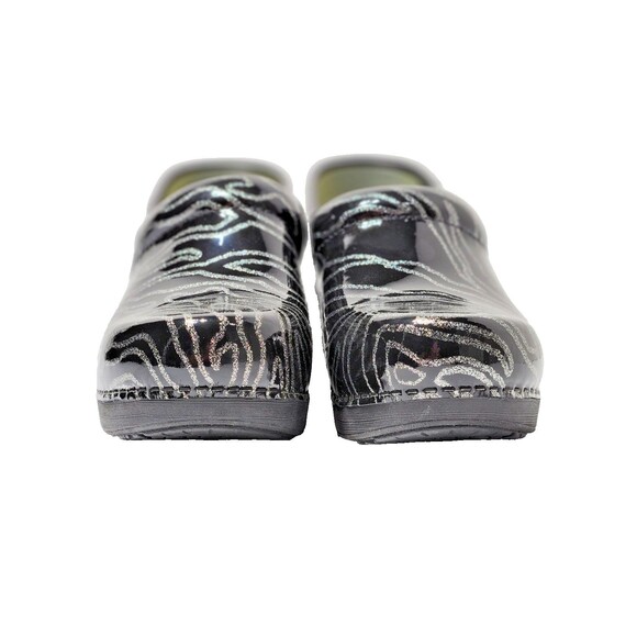 Dansko XP 2.0 Patent Leather Glitter Waves Clog Womens Size EU 38 US 7.5 8 Black - Picture 3 of 8